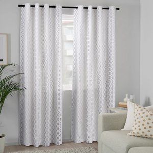 NWT IKEA Long white w/Line Pattern curtains